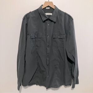 Calvin Klein Button Down Shirt Men Size XL Grey Striped Long Sleeve Collar